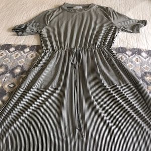 Black and white striped dress